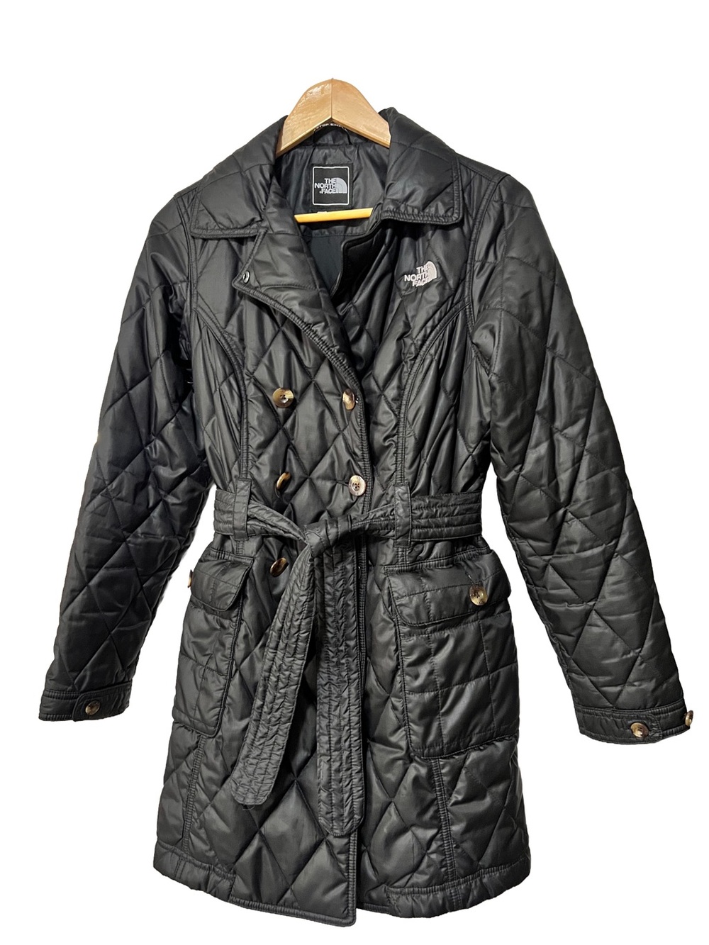 The North Face Women's Black Quilted Belted Puffer Coat